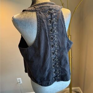 Harley-Davidson Women’s Black Cotton Vest - Lace Up Corset Back - Size XL